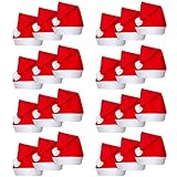 Weihnachtsmütze für Erwachsene, Weihnachtsmannmützen, für Weihnachtsfeiertagsdekoration, traditionelles Rot und Weiß, 24 Stück
