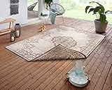 NORTHRUGS In- und Outdoor Teppich Cebu 80x150 - Wendeteppich Wetterfest Orientalisches Vintage Design Teppich für Balkon Terrasse Garten Wintergarten Wohnzimmerteppich Wasserfest in Linen