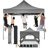 COBIZI Faltpavillon 3x3 Wasserdicht Stabil Winterfest mit Seitenwand,Pop Up Pavillon Partyzelt,Sonnenschutz Gartenpavillon,Pavillon Faltbar mit Tasche mit Rollen(3 mal 3m Grau)