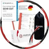 KIANA SPORTS® Hula Hoop Reifen Erwachsene inkl. Tasche und Übungsplan [1,2 kg] - Stabiler Hoola Hoop aus Deutscher Entwicklung - Hullahub Reifen zum Abnehmen - Gymnastikreifen mit Wellen