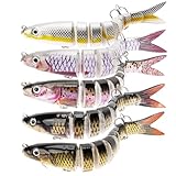 Kunstköder Hecht, Angelköder, Fisch Köder für Zander Barsch Forellen Swimbait, Süßwasser Salzwasser Angelzubehör, Angeln Geschenk für Männer Kunstköder sinkender Wobbler Set 5 Stück