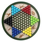 Chinesische Checkers - Hölzerne Chinesische Prüfer | Buntes Checker -Set | Klassisches Hölzernen Chinesisches Spiel | Familienbrettspiel | Halma Board Strategisches Spiel | Brettspiele Für Die Ganze F