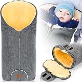 Merino Lammfell Fußsack Winterfußsack für Kinderwagen Baby universal für Babyschale Autositz Gr. 0 (Hellgrau Melange)