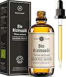 Rizinusöl BIO kaltgepresst als Haaröl 100ml - inkl. Pipette für Haare, Wimpern & Augenbrauen