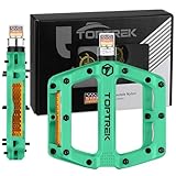 toptrek Fahrradpedale mit StVZO Reflektoren, Pedale Fahrrad Nylon Composite Flatpedale, 3 Bearing rutschfest MTB Pedale, 9/16 Zoll Fahrrad Pedalen Set für Rennrad/Mountainbike/Trekking/E-Bike (Grün)