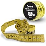 Oriento Maßband für Körper 150 cm/60 Zoll – Doppelseitiges Flexibles Körper Maßband zum Nähen, Basteln und für Gewichtsabnahme – Biegsames Schneidermaßband mit Zentimeter- und Zollangaben (Gelb)