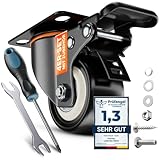 PEARWAY™ Schwerlastrollen 50mm - Tragkraft bis 320kg [4x Bremse] - extra leise & langlebig - Lenkrollen für Werkstatt, Möbel & Outdoor - Möbelrollen - Transportrollen Schwerlast - Rollen Schwerlast