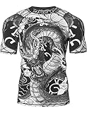 LAFROI Herren Kurzarm Kompressionsshirt UPF 50+ Rash Guard-CLY08D (Dragon,MD)