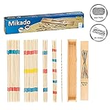 Idena 6060012 - Strategiespiel Mikado mit praktischer Holzbox, Bambus-Material, 41 Stäbe, ca. 25 cm lang, beliebter Spieleklassiker für Garten, Wohnung und auf Reisen