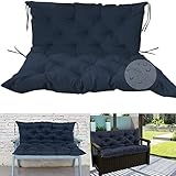 Wasserdichte Gartenbankkissen mit Rückenlehne, 2- und 3-Sitzer, rutschfeste Pads für Außen- und Innenbereich, Hollywoodschaukel, Terrassenmöbel, 120 x 100 x 10 cm, Marineblau