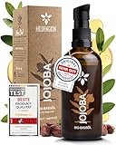 Heldengrün® BIO Jojobaöl [100% NATURREIN] Gesichtsöl - Dermatologisch getestet - Jojobaöl Haare - Kaltgepresst & unraffiniert - Intensivpflege für Gesicht, Körper & Haare