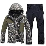 HOUZONIY Herren Skianzug Set Herren Schneeanzug Warmer Winddichter 2-Teiliger Schneeanzug(359+Schwarz M)