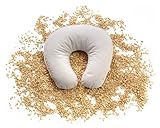 NATURECA Reisekissen aus Bio-Dinkelspelz, Nackenkissen 100% Naturmaterialien mit abnehmbarem und waschbarem Baumwollbezug, Nackenstützkissen, ideal als Ergänzung zum Kopfkissen, 35x33 cm.