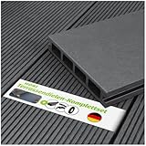 HORI WPC-Terrassendiele Kuba grau Hohlkammer, Komplettset inkl. 40x60 mm Unterkonstruktion & Clips, wetterfest, pflegeleicht & UV-beständig Fläche: 1 Muster I Muster Dielenlänge