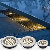 QICBYING LED-Einbaustrahler – Einbauleuchte, LED, für den Außenbereich, ultradünn, 220 V, Untergrundleuchte, für Garten, Rasen, wasserdicht, für den Außenbereich, IP67 (Gelb, 12 W)