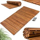 Deuba® Badematte Holz FSC®-zertifiziertes Akazienholz rutschfest Badvorleger Duschmatte Holzduschmatte Badezimmerteppich Dusch Vorleger Stabmuster
