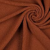 Teddystoff Stoff Teddy Meterware – Weicher Teddystoff in Bouclé-Optik, leicht & kuschelig – Ideal für Kleidung, Deko, Kissen, Accessoires – ab 50 cm – viele Farben (rust)