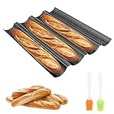 MXTIMWAN Baguette Backform, Backblech für Baguette Backform für 4 Baguettes, Baguetteform Baguette-Backblech mit Antihaftbeschichtung, Backform Gelocht Baguetteblech Brötchen mit 4 Mulden