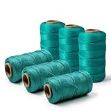 Set mit 6 grünen Maurerschnur, 120 m, 1,3 mm dickes, gedrehtes Polypropylen, robuste Konstruktionsschnur zum Verlegen von Ziegeln, Blöcken, Zäunen in Gartenarbeit, Heimwerker- und