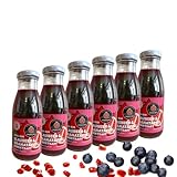 Blaubeer-Granatapfel-Direktsaft – 6×250 ml Glasflaschen – 100 % Fruchtsaft ohne Zusatzstoffe – kaltgepresst – aus Griechenland – vegan – naturbelassen – Direktsaft