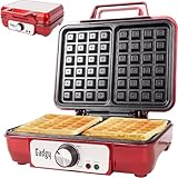 Gadgy Belgisches Waffeleisen, 1000W für 2 Belgische Waffeln, 23 x 16,8 cm, verstellbare Temperatur, LED-Anzeige, sicherer, hitzefester Griff, Ideal für köstliche Party-Desserts und Frühstückswaffeln