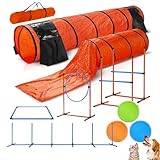 Agility-Trainingsset für Hunde mit verstellbaren Hürden und Tragetasche, Welpen-Hinderniskurs-Kit für Outdoor-Übung und Geschicklichkeitsentwicklung