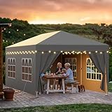 arvioo Pavillon 3x6m mit 6 Seitenwänden, Schützen Ihre Feier, Pop Up Faltpavillon Wasserdicht Stabil Winterfest Sonnenschutz 3-fach Höhenverstellbar, Partyzelt Metallgestell & 210D Oxford-Gewebe (Grau