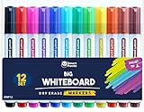 Whiteboard-Marker von SmartPanda – Rundspitze, Trocken abwischbar, für Zuhause, Schule oder Büro – 12er Set