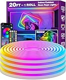 AILBTON 6m Neon Led Strip,Flexible Neon LED Streifen,Control with App/Remote,Multiple Modes,IP65 Outdoor RGB Neon Lights Waterproof,Music Sync Gaming Led Neon Strip Lights