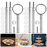 Etageren Stangen Set Etagere Bausatz Silber Etagerenstangen 2 Bis 3 Etagere Tortenstaender für Hochzeitstorte Tortenständer Buffet Torten Halter Obsttablett Snackteller(2 Set)