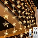 Ejoyous Fairy Lichterkette LED Sternenvorhang Lichterkette mit 100 LED 8 Modi Fernbedienung für Weihnachten Hochzeit Party Dekoration (A)