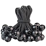 Spanngummis mit Kugel Planenspanner Gummispanner Zeltgummis - 50 Stück Zeltgummi Planengummi Befestigung Expanderschlingen mit Kunststoff-Kugel, Schwarz Zeltspanner für Planen Zelt Banner (15cm 50stk)