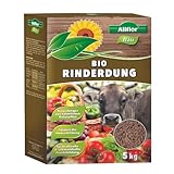 Allflor Rinderdung gekörnt I 1 x 5 Kg I Rinderdungpellets in der Faltschachtel I Wirtschaftsdünger von Rindern I Biologischer Gartendünger I Rindermist I Fördert die Humusbildung