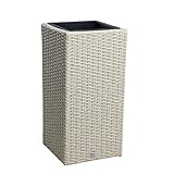 ESTEXO Polyrattan Blumentopf Übertopf Pflanztopf Blumenkübel Rattan Pflanzkübel Topf (60 cm/Beige)