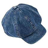 Perfeclan Damen Ballonmütze Schirmmütze Wintermütze Kappe Barett Winter Mütze Newsboy Cap Vintage Maler Mütz Bakerboy Mütze Schiebermütze Cabbie-Mütze mit Schirm Herbst Winter Warme, Blau