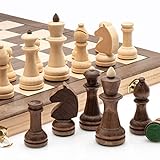 Lingle 38 cm Reisen hölzerne klappbare Schachspiel Set mit 7,6 cm König Höhe Schachfiguren - Walnuss & Ahorn Inlay