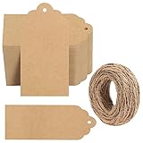 Belle Vous 1000er Pack Brauner Geschenk Anhänger Kraftpapier & Schnur - 5 x 10 cm - Rechteckige Anhänger Papier Kärtchen zum Beschriften für Geschenke, Weihnachten, Hochzeit & Preisschilder Anhänger