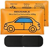 Flow fire 2 x 400g Iuftentfeuchter Auto, Wiederverwendbarer Entfeuchter Auto und Anti-Rutsch-Pad, Kieselgel Feuchtigkeitskissen für Auto und Häuser