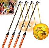 BUNAA Laternenstab Elektrisch mit LED,Laternenstab Kinder Led 4er Set Kinderlampenstäbe 50CM Laternenstab Laternenlicht für Laterne Kinder, Kinderpartys, St Martin, Halloween, Orange, DGL008