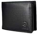 Luxevo Herren Große Leder Geldbörse mit zahlreichen Fächern - Herren Geldbörse mit RFID-Schutz - Herren Lederportemonnaie - Großer Herren Geldbeutel in Vintage Braun & Schwarz (Modern, Black)