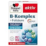 Doppelherz B-Komplex DEPOT mit Folsäure - B-Vitamine als Beitrag für die normale Funktion des Nervensystems und den normalen Energiestoffwechsel - 45 Tabletten