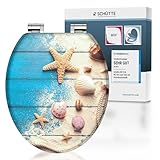 SCHÜTTE WC-Sitz BEACH WOOD mit Absenkautomatik aus Holz | Toilettensitz mit Klodeckel | Holzkern Toilettendeckel mit Motiv (maximale Belastung der Klobrille 175 kg) | Bunt