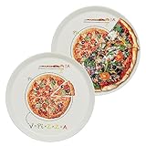 KHG 2er Set Pizzateller, extra groß mit 30cm Durchmesser in Formel Print, perfekt für Gastro und Zuhause, hochwertiges Porzellan, Spühlmaschinengeeignet & perfekt Stapelbar