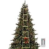 Weihnachtsdekoration mit Lichtleiter, Weihnachtsbeleuchtung Außen - 8 Modi LED zum Klettern der Weihnachtsmannskala - Wasserdichte Lichterkette für Baum - Sch