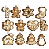 Lebkuchendekorationen, Schneestocks Christmas Decor, Reindeer Christmas Decorations, 24 Pieces Christmas Ornaments, Wooden Creative Christmas Ornaments for Holiday Parties and Decor