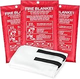 Twotrees Löschdecke Küche Feuerlöschdecke - Glasfaser Brandschutzdecke Feuerlöscher für Haushalt Fettbrände Fettbrand Büros Garagen Schweißwerkstätten Auto Einfach Effizient 1.2M x 1.2M (3 Stück
