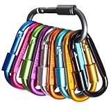 10 Stück Karabinerhaken, Karabiner mit Schraubverschluss Schlüsselanhänger Karabiner Aluminium Schraubkarabiner für Rucksack Camping Wandern Angeln Reisen (10 Farben)