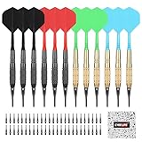 CyeeLife Dartpfeile mit Kunststoffspitze – 12 Stück Dartpfeile für elektronische Dartscheibe 18 Gramm - Profi Softdarts dartpfeil - Softdarts Set