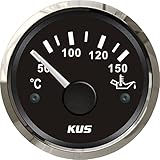 KUS Öltemperaturanzeige 50-150 ℃ Mit Hintergrundbeleuchtung 12V / 24V 52MM (2') (Schwarz)