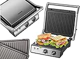 XXL Kontaktgrill abnehmbare Platten | 30 Minuten Timer | Panini Toaster | Sandwichtoaster | elektrischer Tischgrill | Kontaktgrill für Sandwiches, Steak und als Panini grill | Elektro Grill